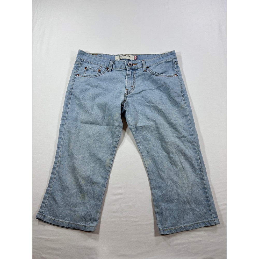 Levis 518 Superlow Jeans Light Wash Blue Denim Capri Cropped Pants Size 7